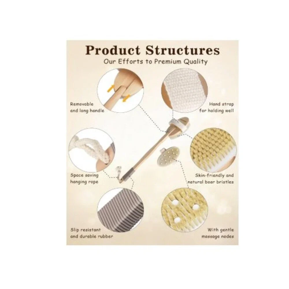 Dry Brushing Body Brush, POPCHOSE Body Scrubber for Men Women, Back Scrubber